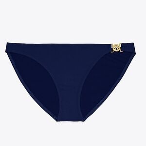 Tory Burch navy blue gold logo hipster bikini bottoms